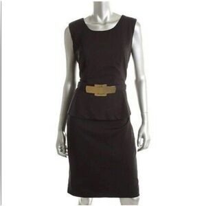 Alfani Peplum Gold Tone Buckle Sleeveless Black Pencil Dress Women’s Size 16W